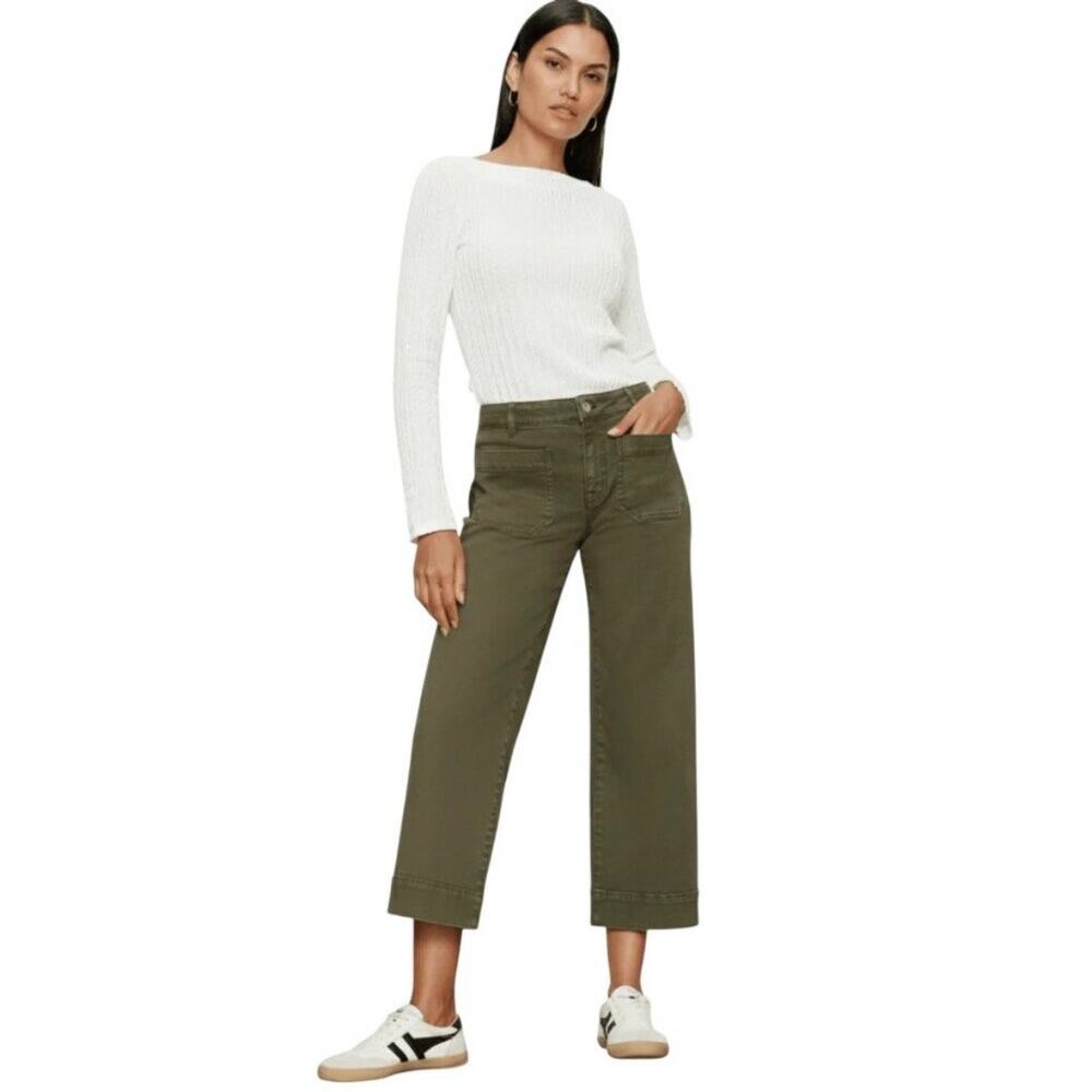 NWOT Sanctuary Denim The Marine Wide Leg Crop Jeans 29 Army Green Patch Pocket - Picture 16 of 16